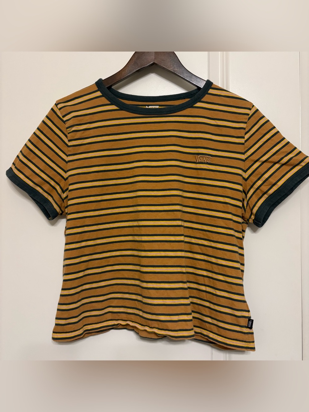 Vans Mustard & Black Striped Short Sleeve Tee